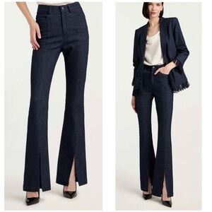Cinq a Sept Shanis Pant Trouser in Indigo Blue Flare Split Hem Size 31” Denim